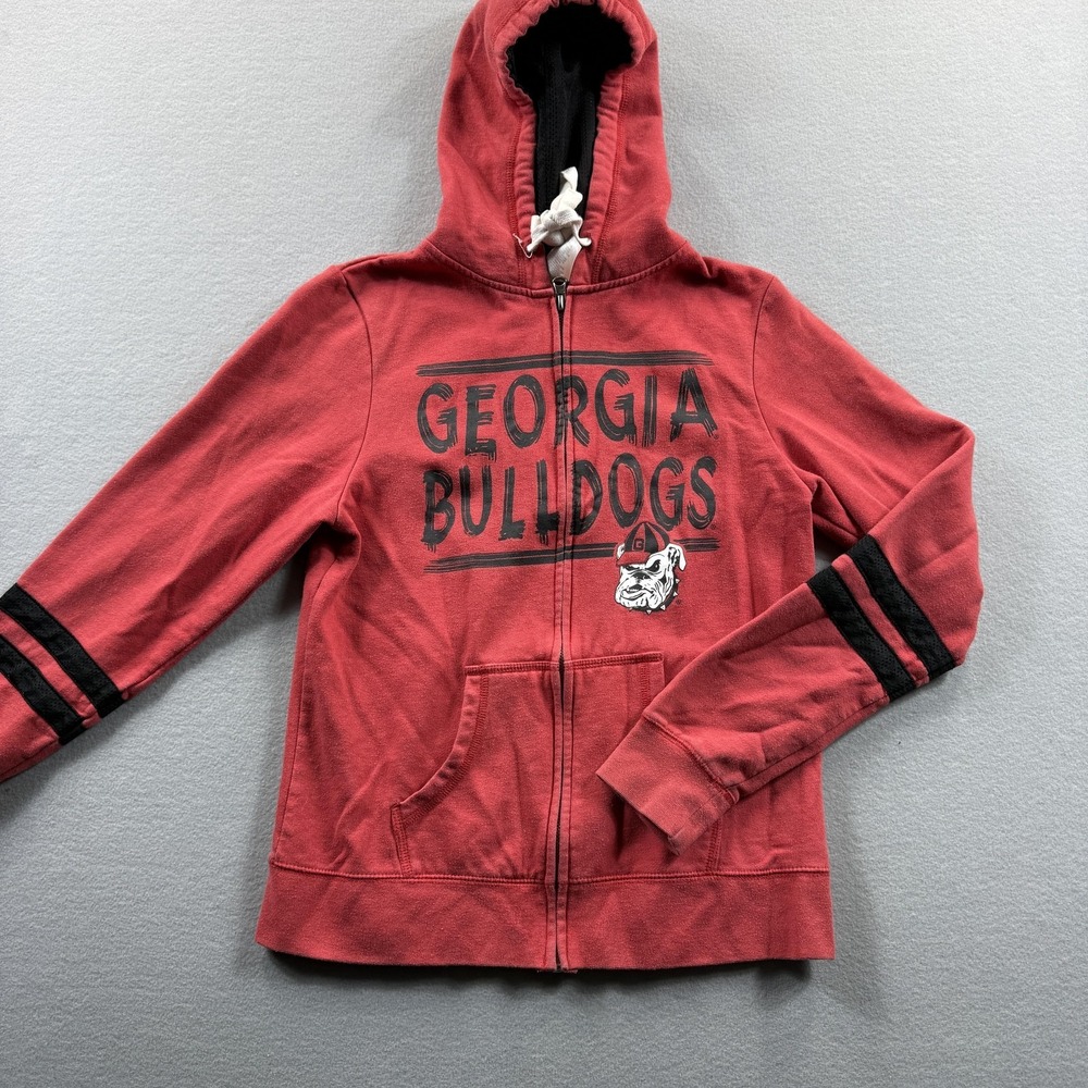 Georgia Bulldogs Hoodie Womens Small 4/6‎ Red NCAA Football Full Zip Sweatshirt